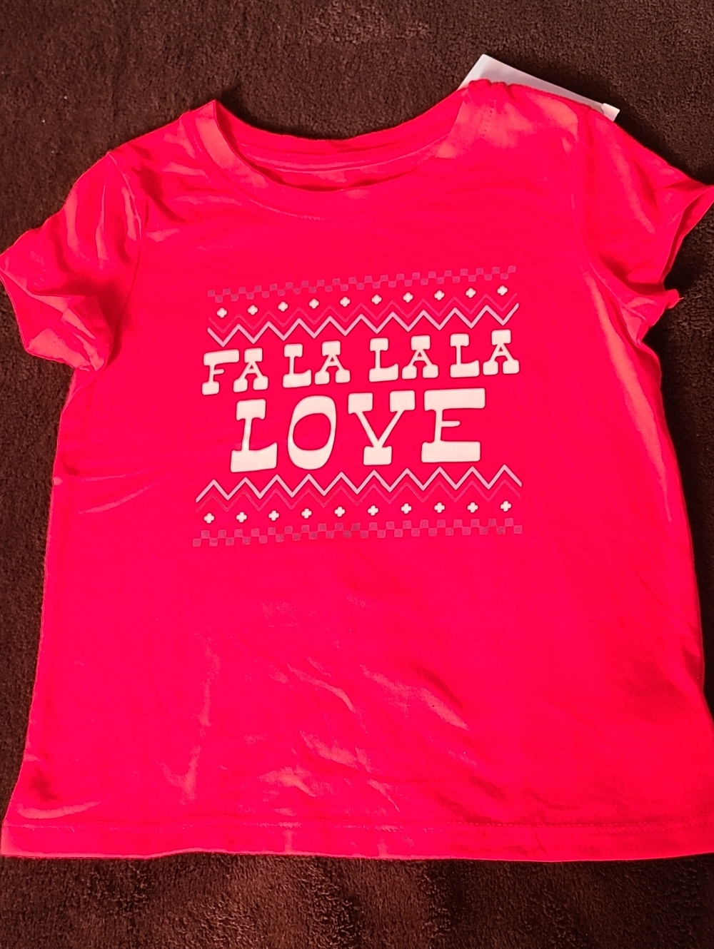 Cat & Jack Hot Pink "Fa La La La Love" Graphic Short Sleeve Tee
